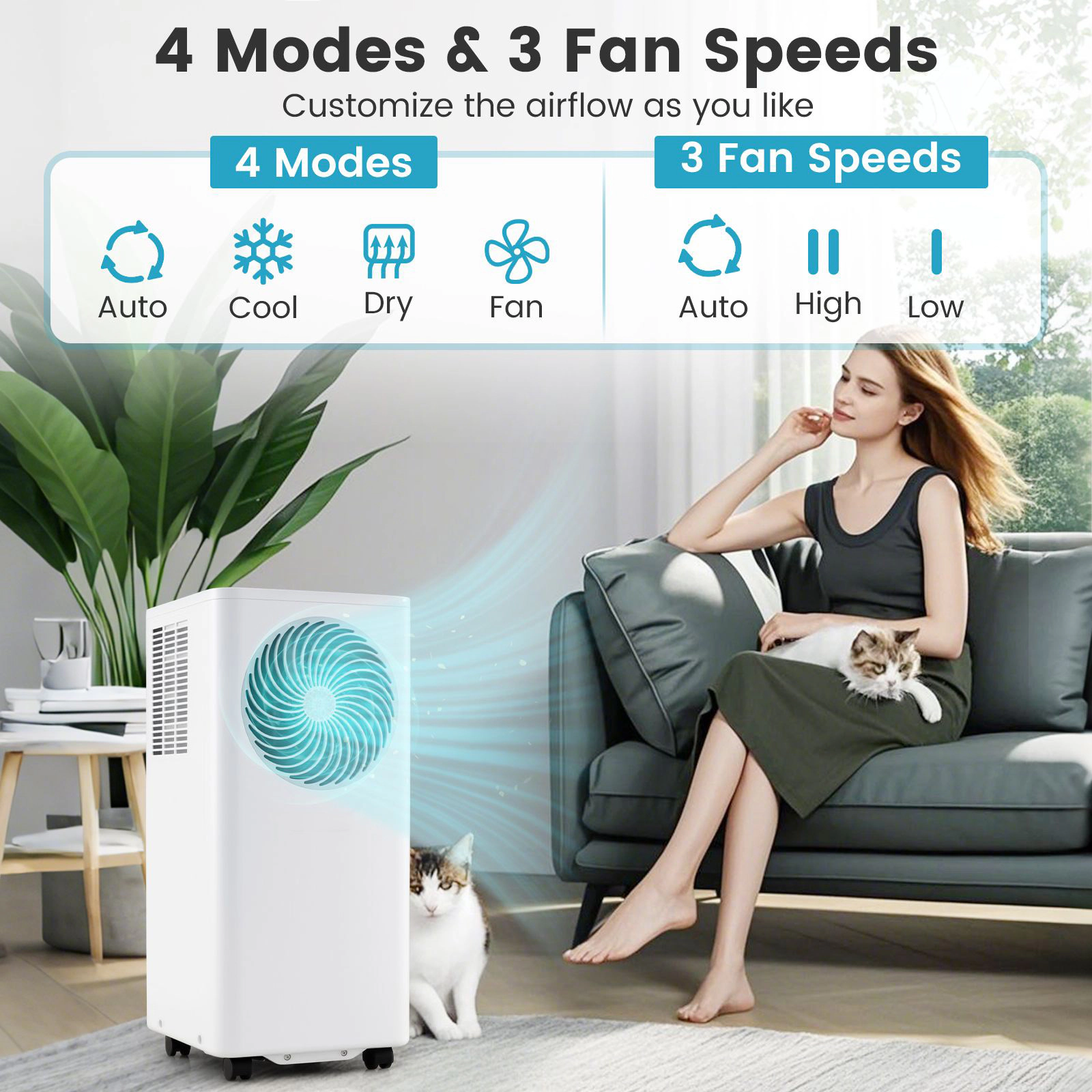 Slickblue 10000 BTU Portable AC Unit with Cooling and Fan Modes