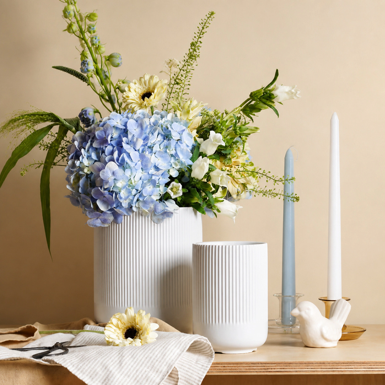 WZK Set of 2 Fluted Ceramic Kitchen Utensil Holder