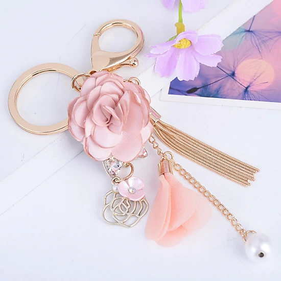 Wardrobe Whimsy Flower Tassel Keychain Car Keyring