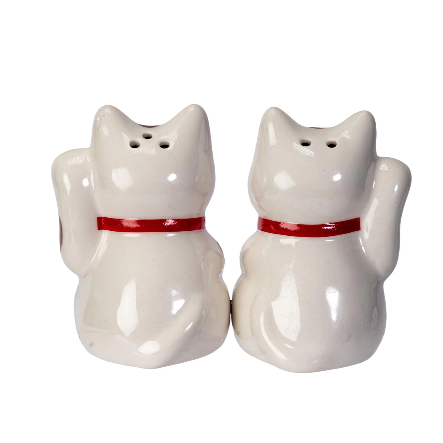Pacific Giftware Japanese Maneki Neko Lucky Cat Magnetized Ceramic Salt and Pepper Shakers