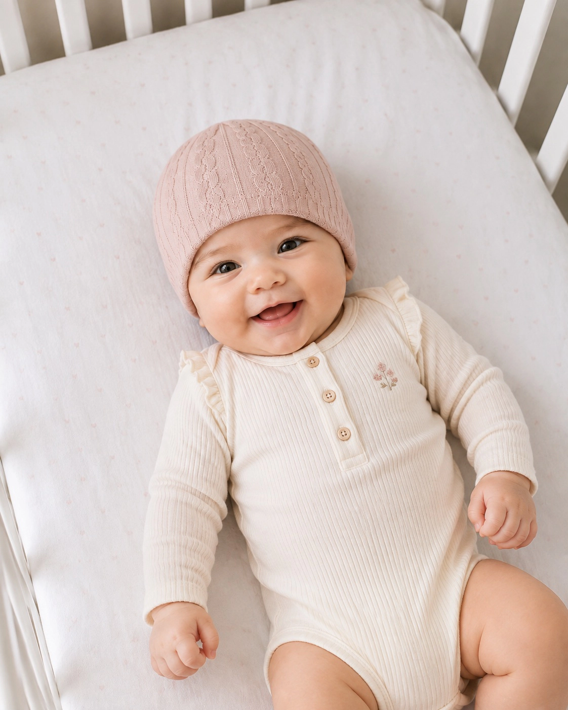 MeMoi Baby Cozy Cotton-Rich Faux-Cable Jacquard Knit Beanie