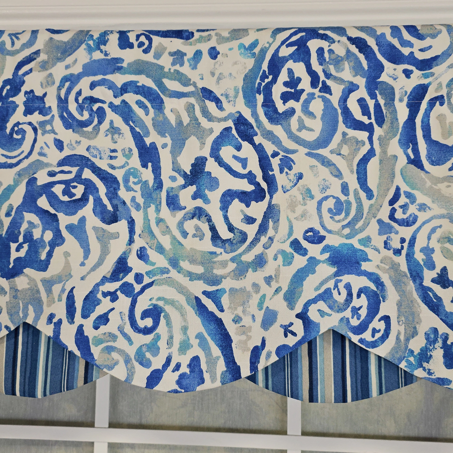 RLF Home 100% Cotton Mystify Petticoat  Fully lined Windows Rod Pocket Valance 50" x 15"  Blue