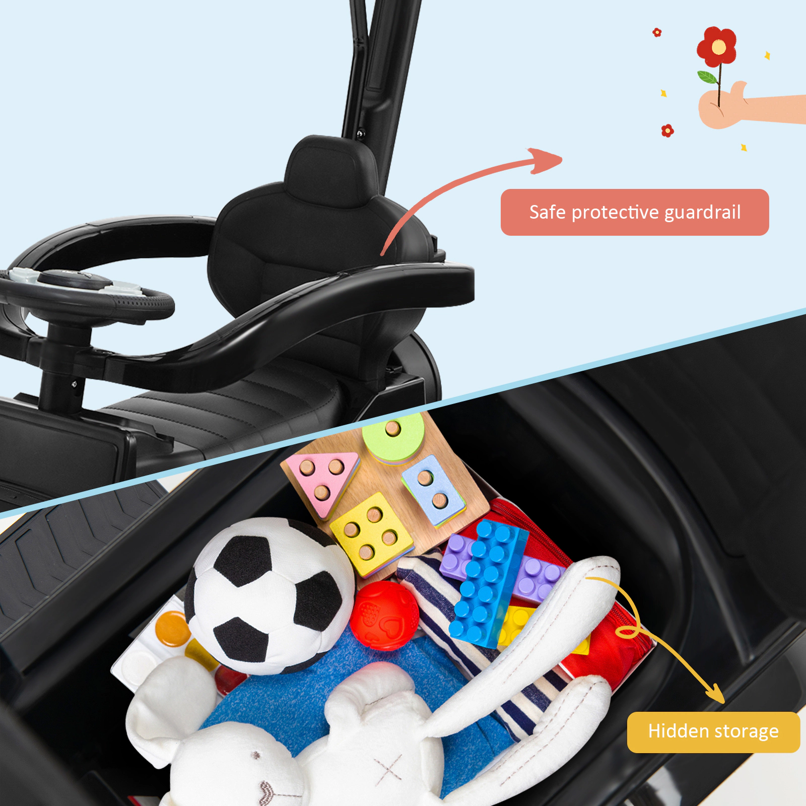 Hivvago 3-In-1 Ride on Push Car Mercedes Benz G350 Stroller Sliding with Canopy