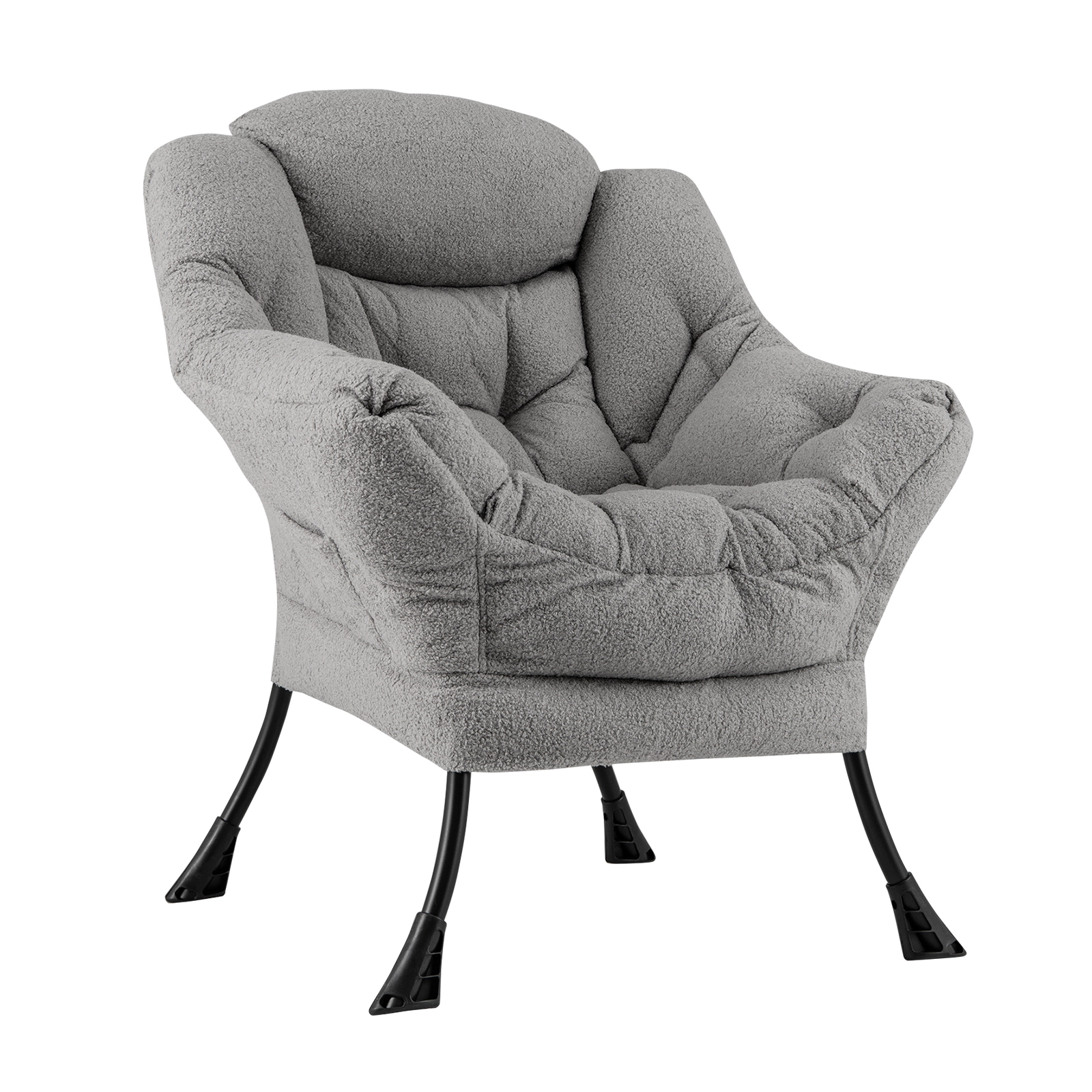 SUGIFT Sherpa Upholstered Accent Chair with Cozy Head Pillow 330-lb Capacity Beige Gray Pink