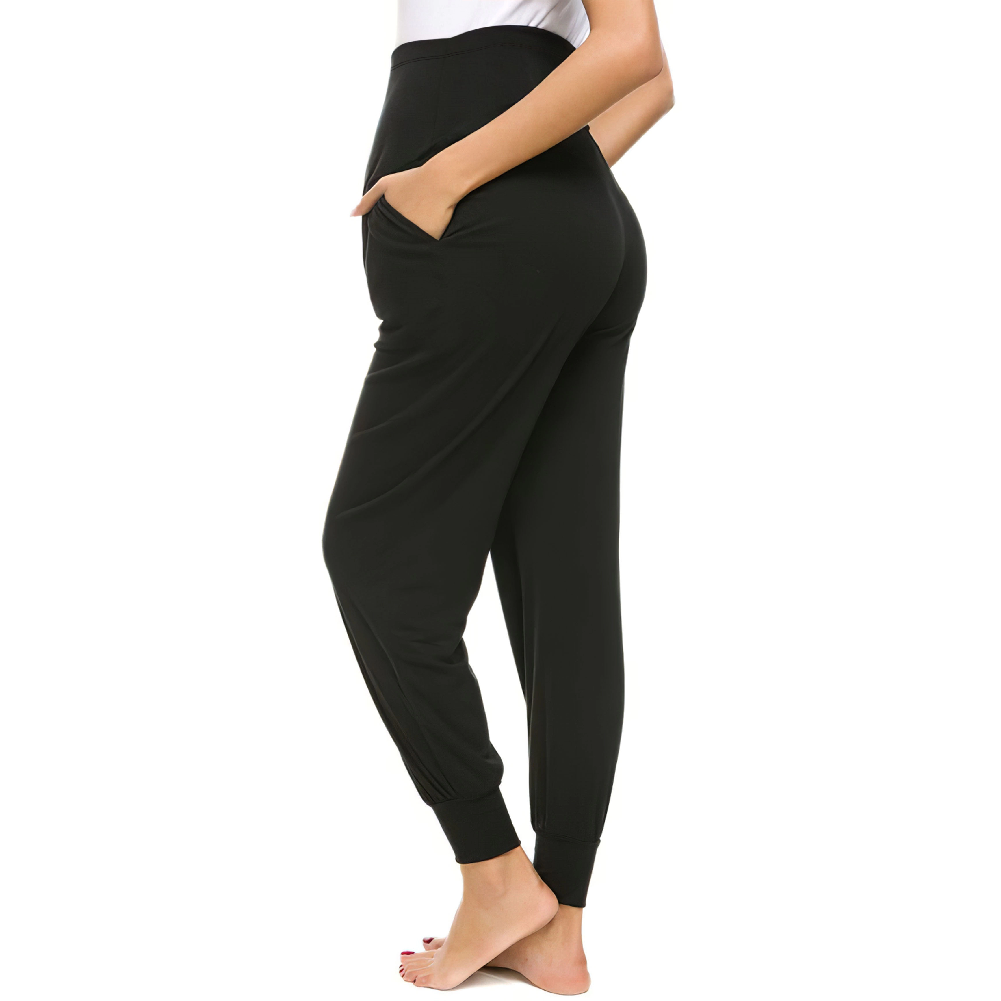 KOJOOIN Women's Maternity Pants Stretchy Lounge Workout Sweatpants Comfy Pregnancy Joggers with Pockets