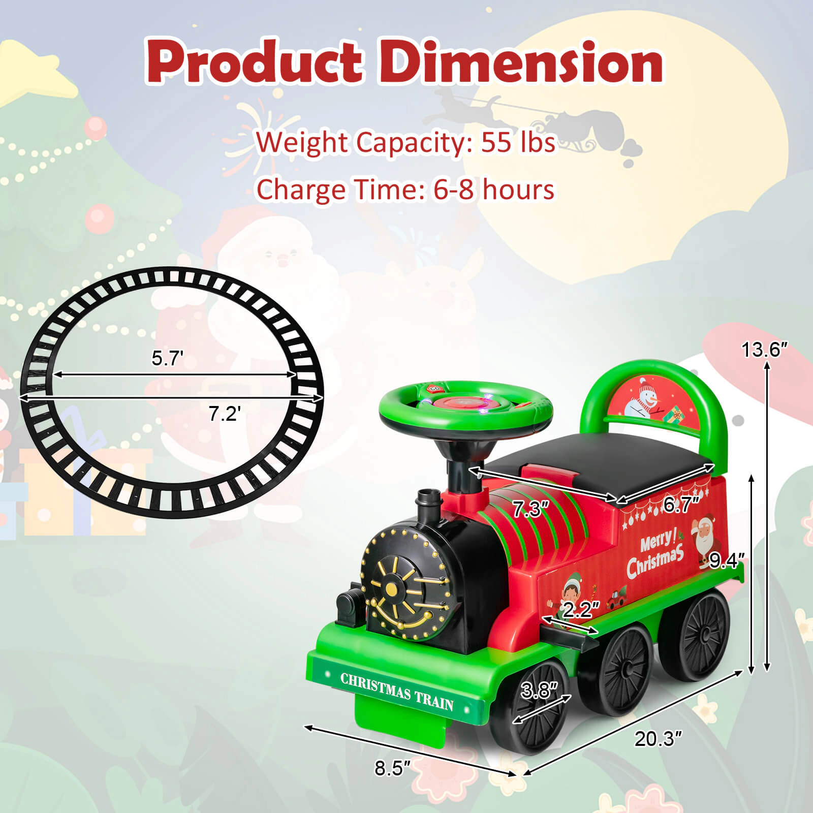 6V Kids Ride On Train with 16-Piece Track Under-Seat Storage and Retractable Footrests for Ages 3+ Electric Ride On Toy