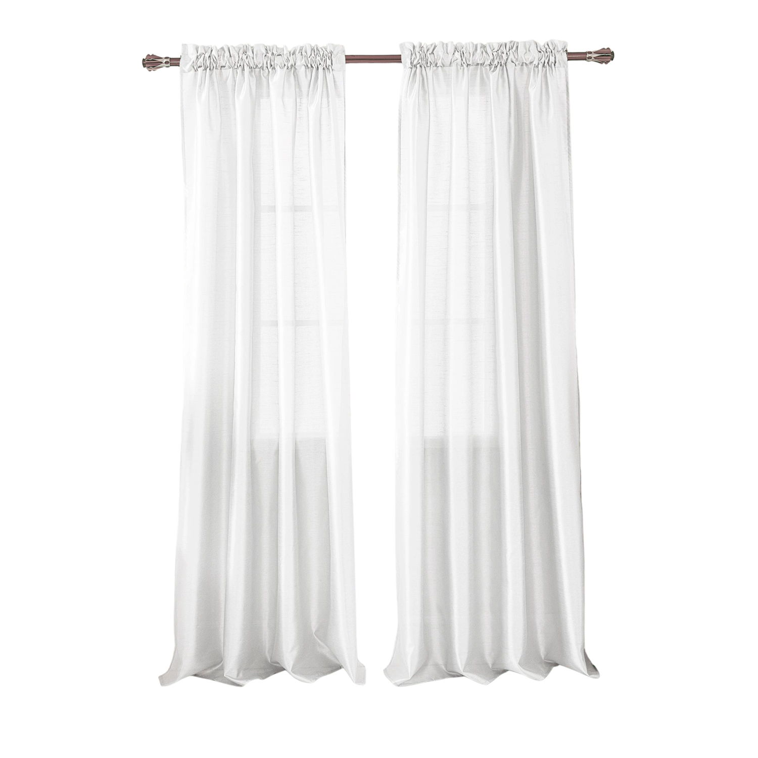 Olivia Gray Nancy Elegant Faux Silk Grommet Curtain Panel Machine Washable Polyester Curtain Panels 54" x 63" White