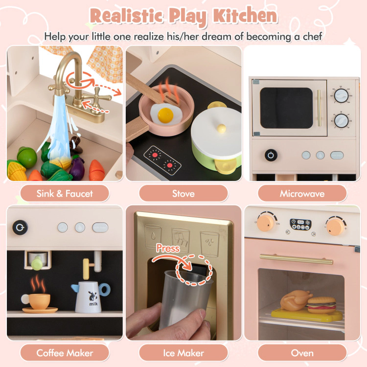 Hivvago Kids Kitchen Playset with Microwave and Coffee Maker for Ages 3+