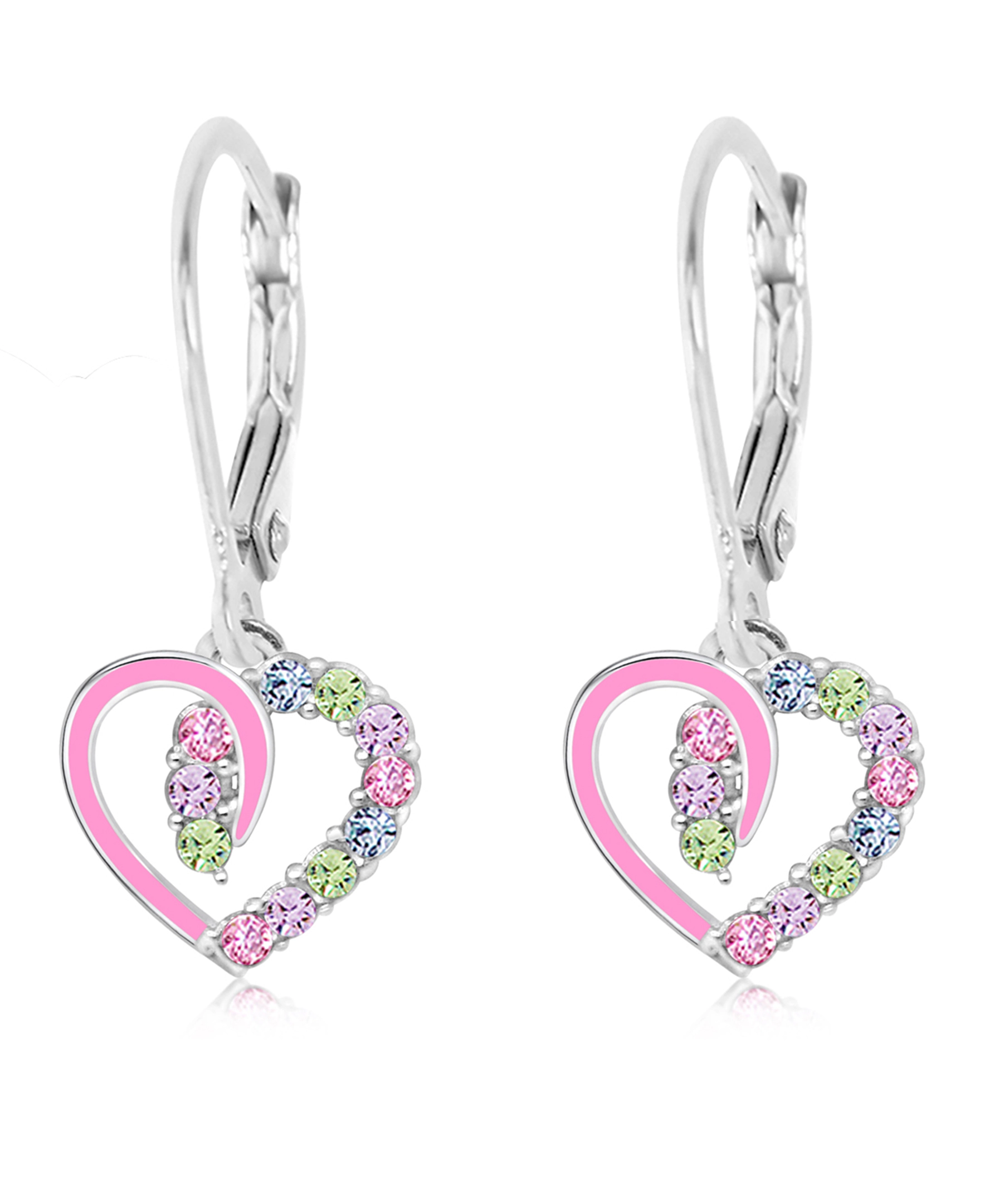 CHANTEUR Kids Silver-Plated Heart Earrings with Sterling Silver Leverback