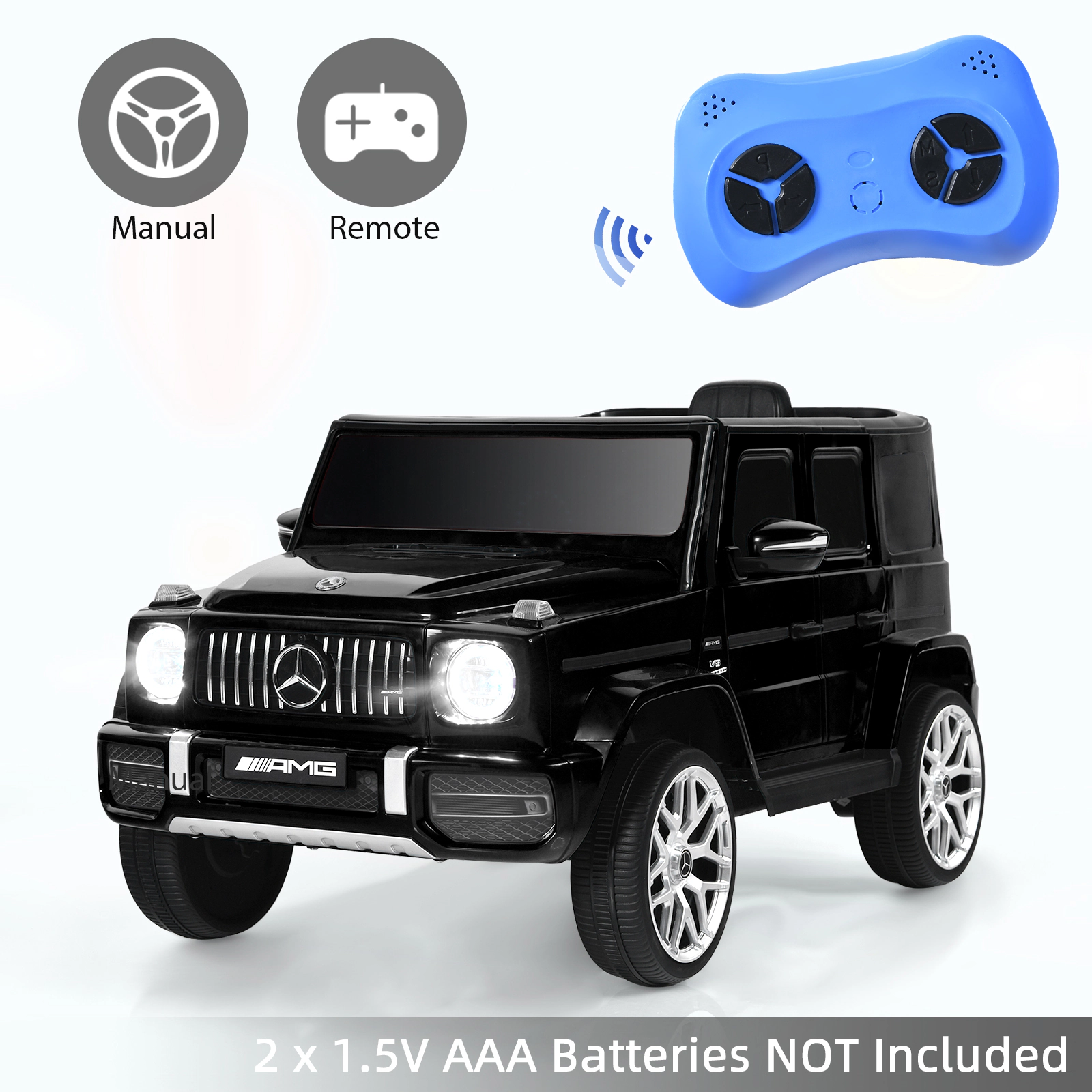 SUGIFT 12V Mercedes-Benz G63 Licensed Kids Ride-On Car with Remote Control 66-lb Capacity Ages 3+ Black