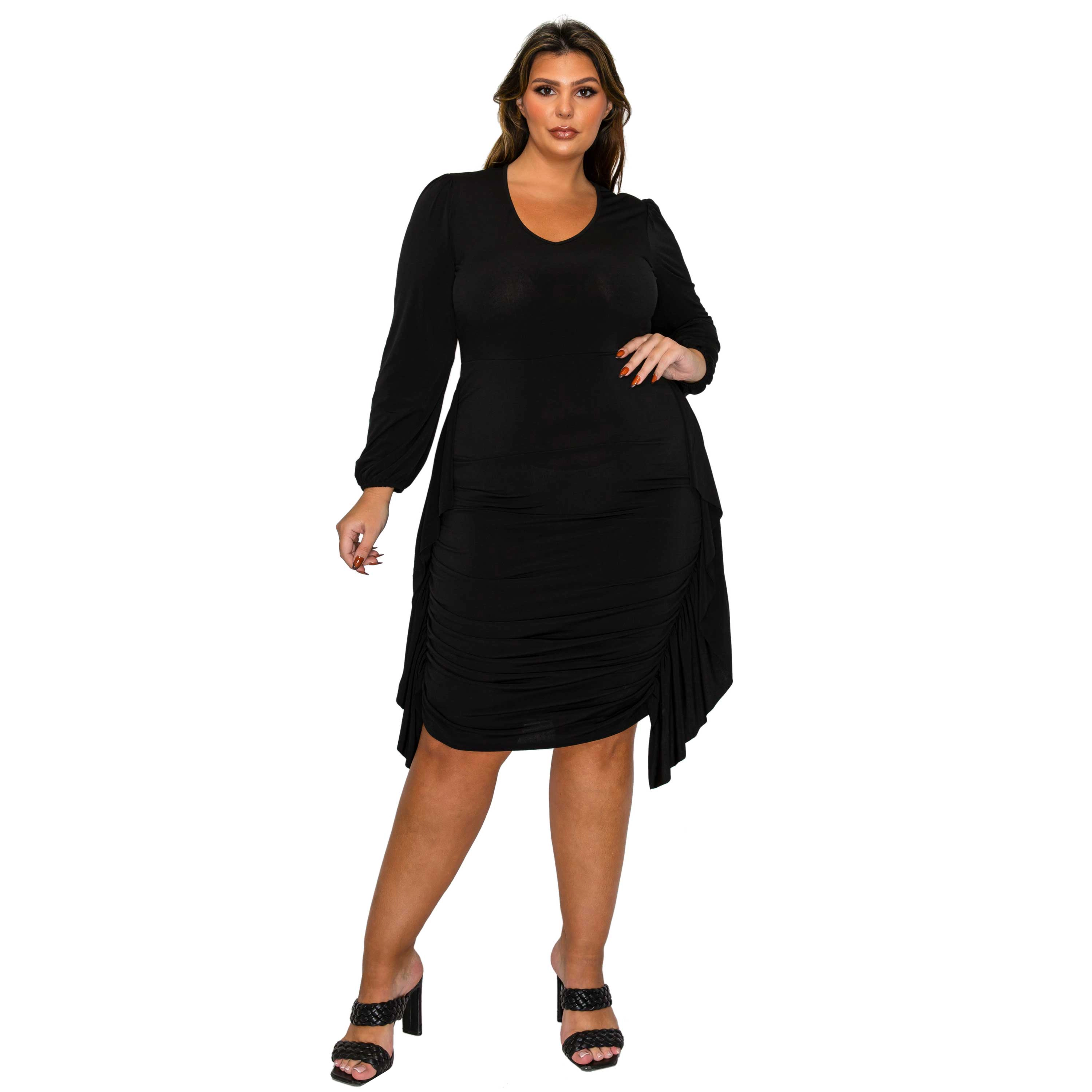 L I V D Women's Plus Nova Shirred Bodycon Dress