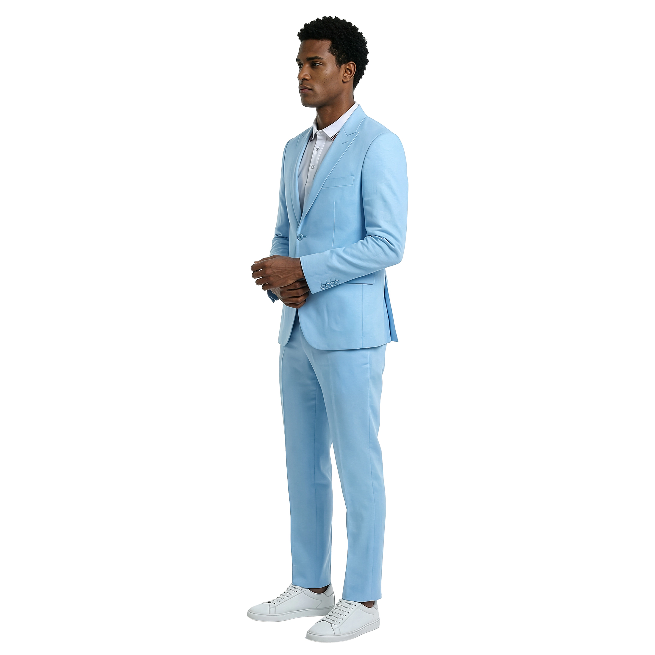Tazzio Men's Skinny Fit 2 Piece Linen Suit Set