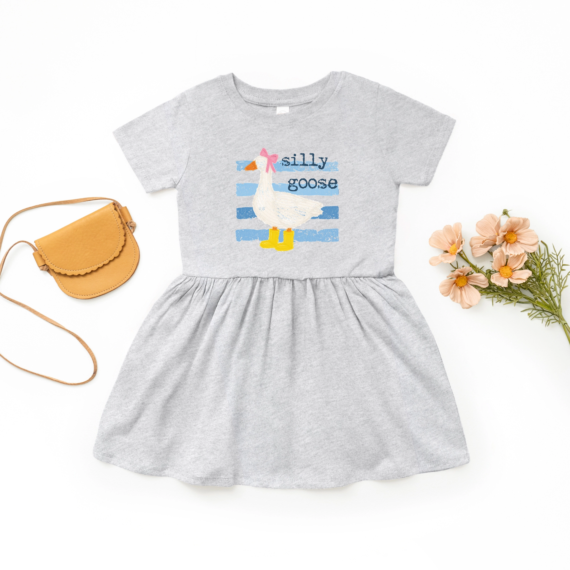 The Juniper Shop - Toddler Girl's Graphic Dress Silly Goose Blue Stripes
