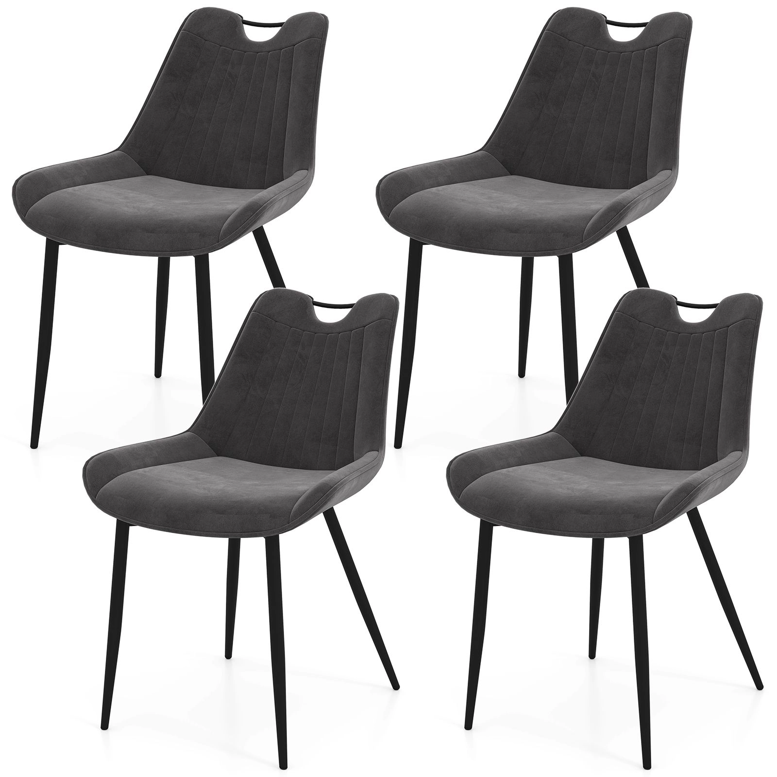 SlickBlue Unisex Set of 4 Faux Leather Dining Chairs with Metal Legs