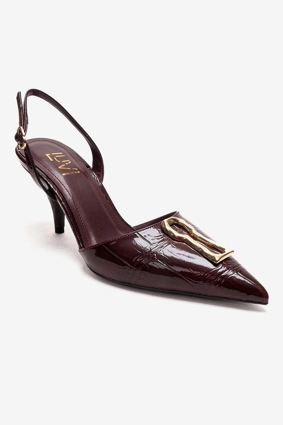 Prologue Shoes Womens Yvella Buckle Pointed Toe Stiletto Pump