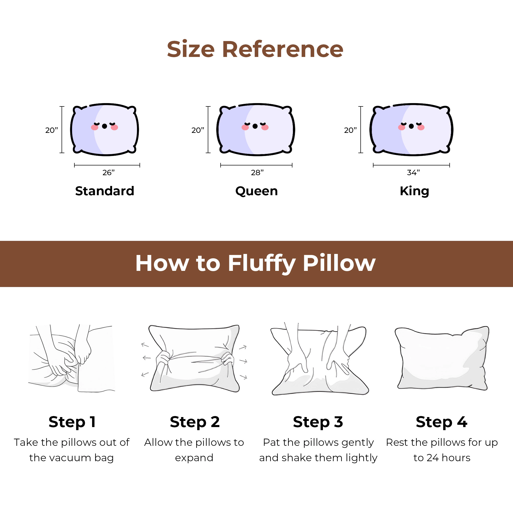 PEACENEST Diamond Quilted High Loft Feather Pillow Set Supportive Bed Pillows