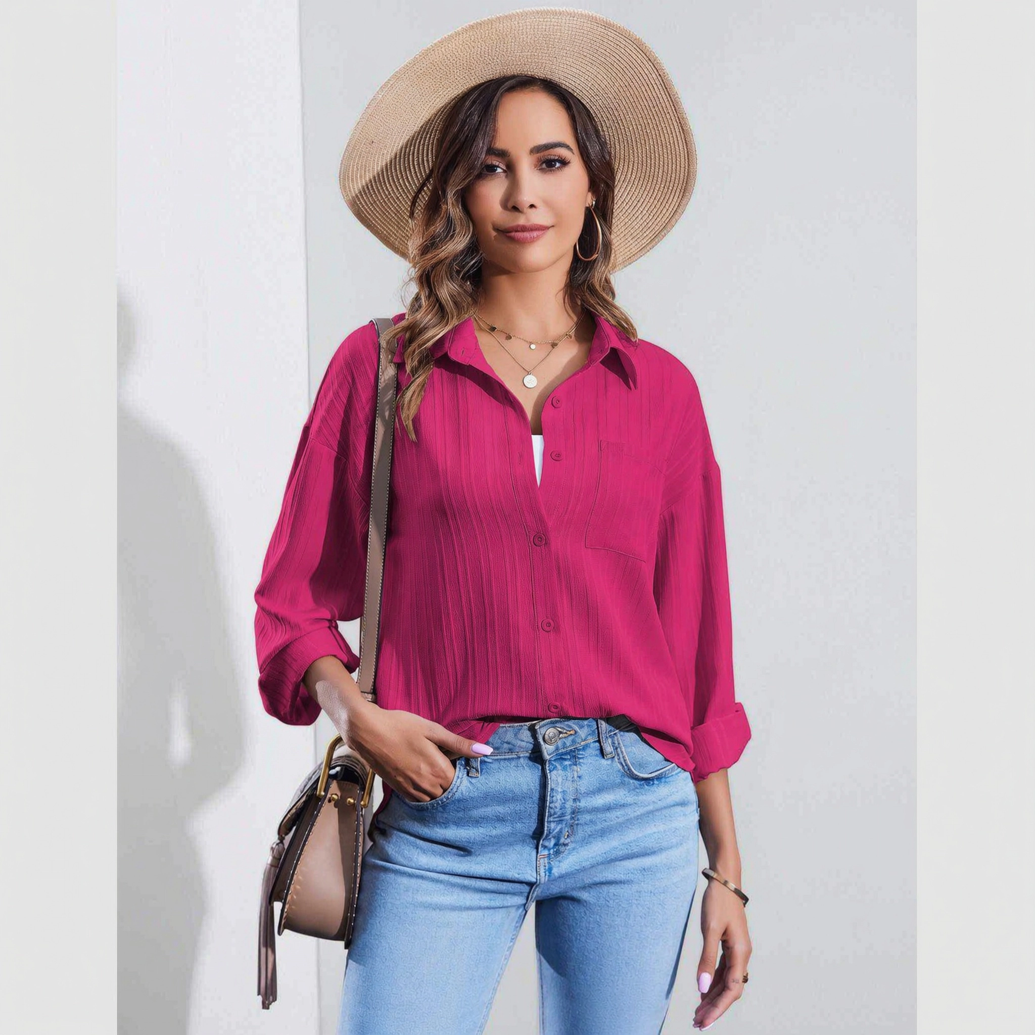 Zeagoo  Womens Button Down Shirt Casual Long Sleeves Loose
