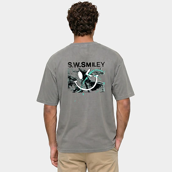Simply Sage Market - Men's Garment Dyed Graphic T-Shirt - S.W.Smiley Paint Splatter