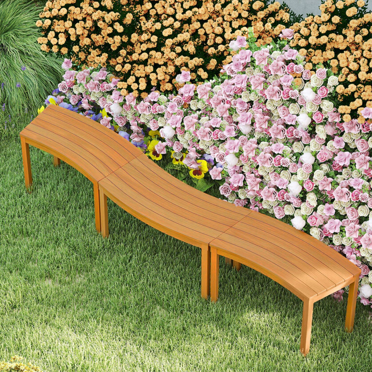 Hivvago Outdoor Curved Acacia  Wood Bench For Front Porch
