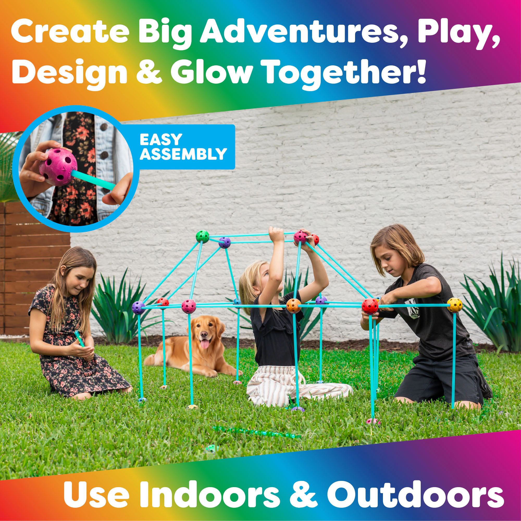 Power Your Fun Forts Construction Set, 90 Pieces Glow in the Dark Building Set with Stickers For Kids