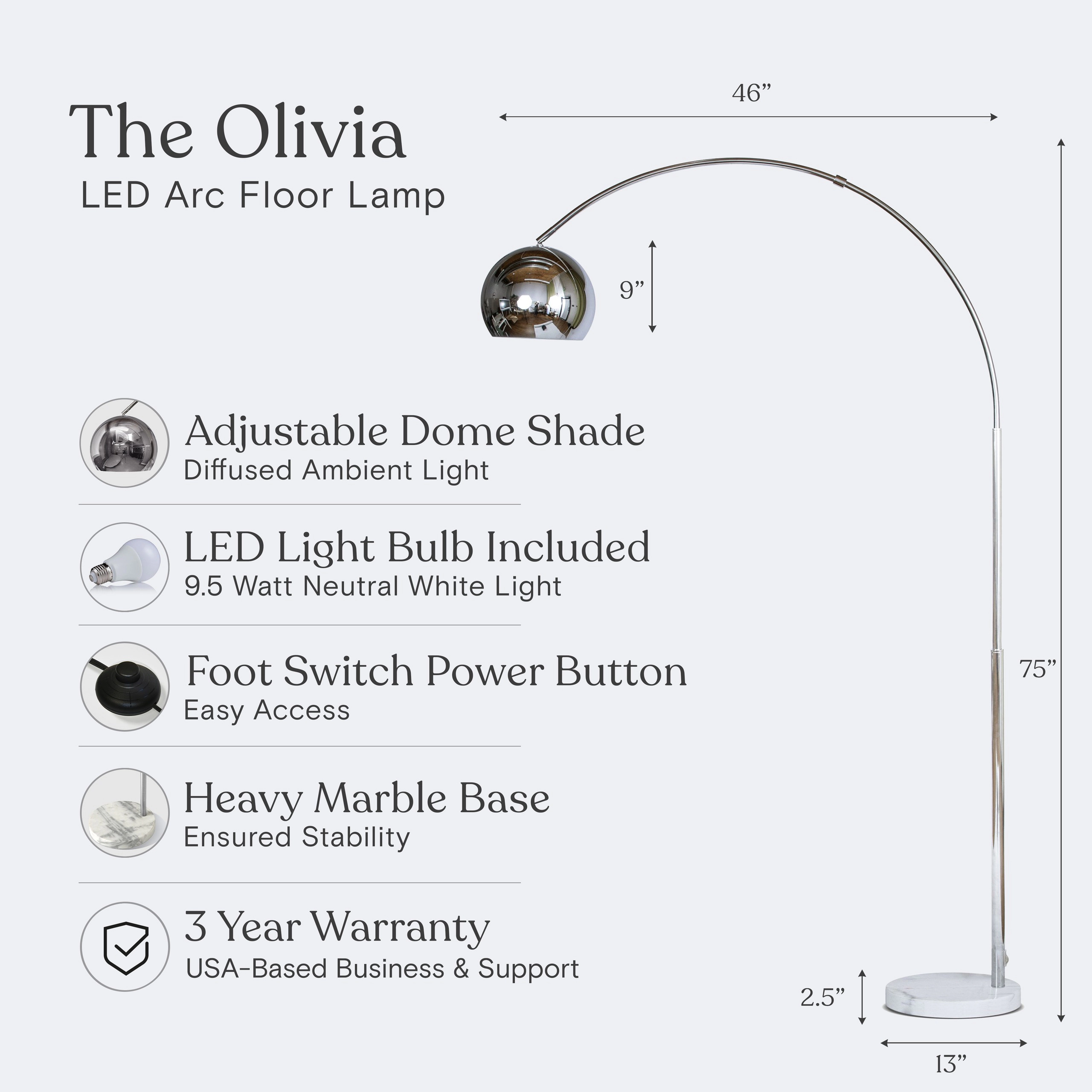 Brightech Olivia Marble Adjustable Floor Lamp
