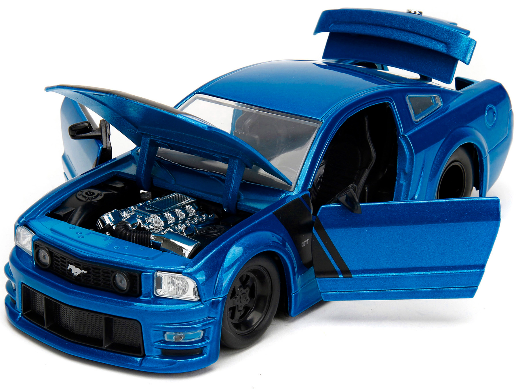 Jada 2006 Ford Mustang GT Blue Metallic with Matt Black Hood and Stripes "Bigtime Muscle" Series 1/24 Diecast