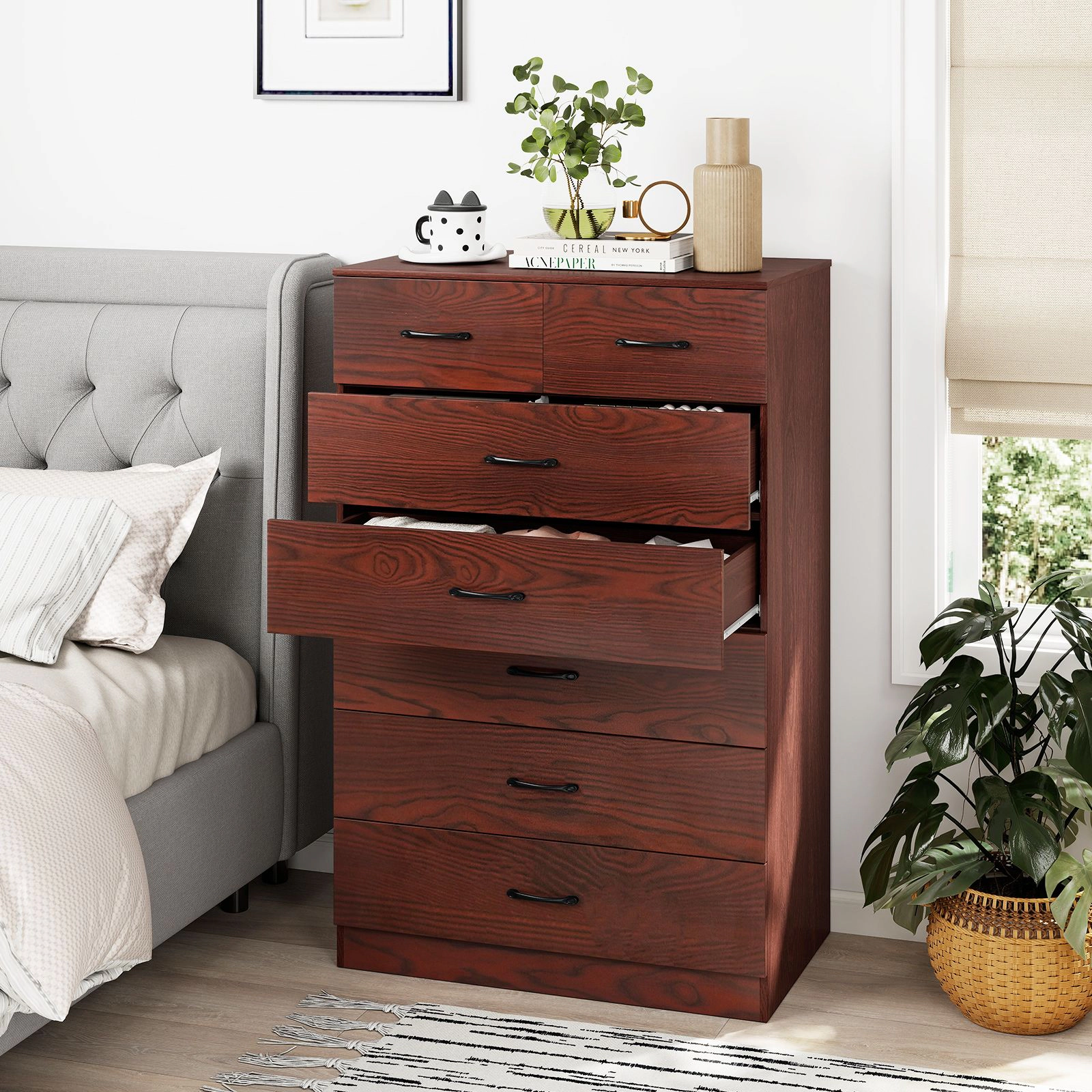SlickBlue 7-Drawer Vertical Wood Storage Chest Dresser