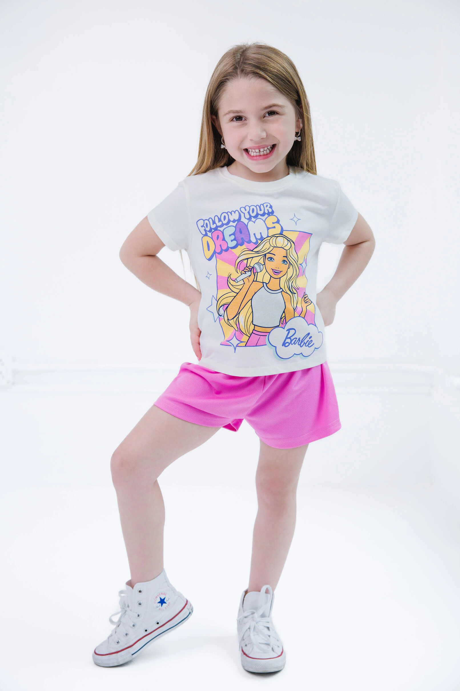 Barbie Girls' Athletic 2-Piece T-Shirt and Shorts Set
