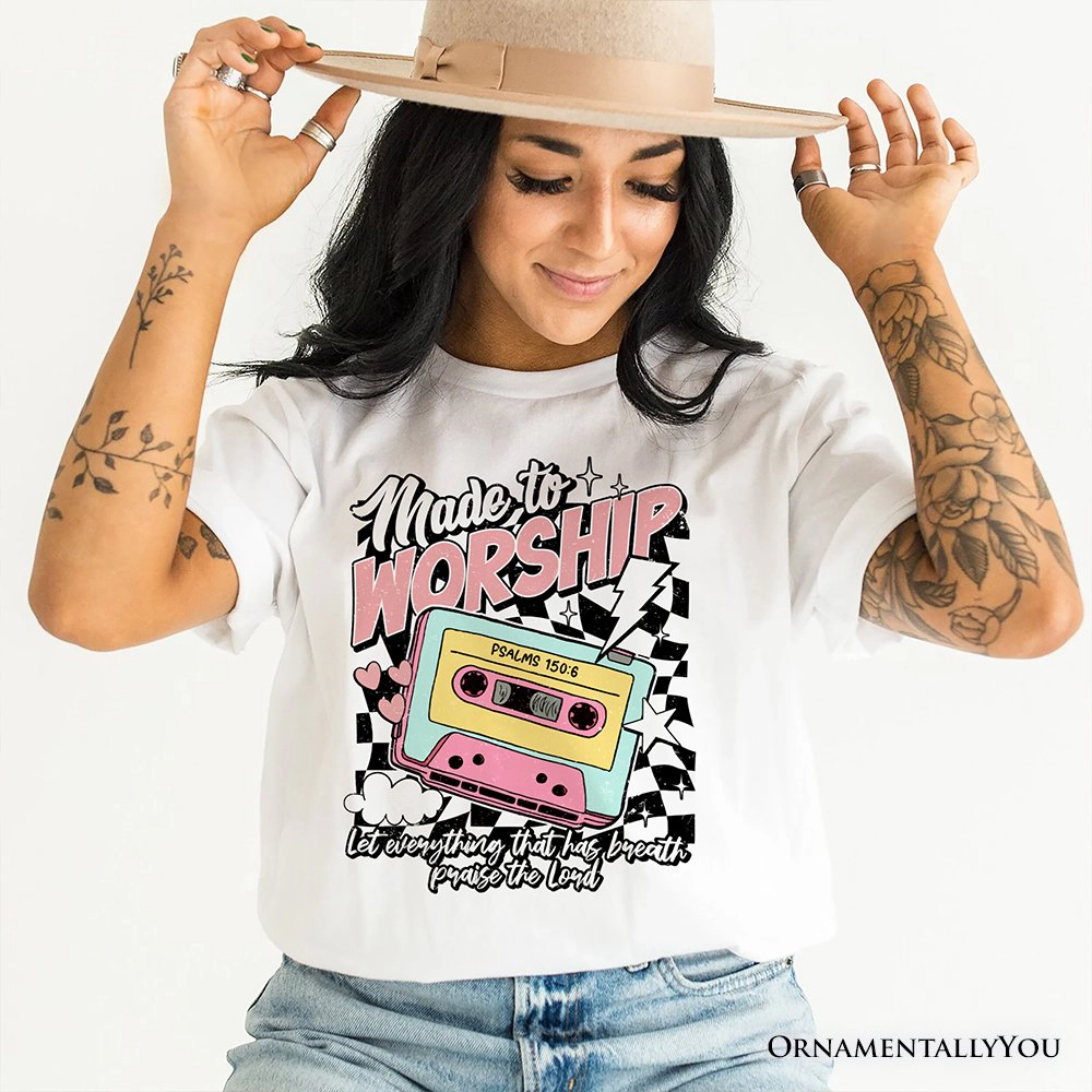 OrnamentallyYou Unisex Made To Worship Christian Retro T-Shirt