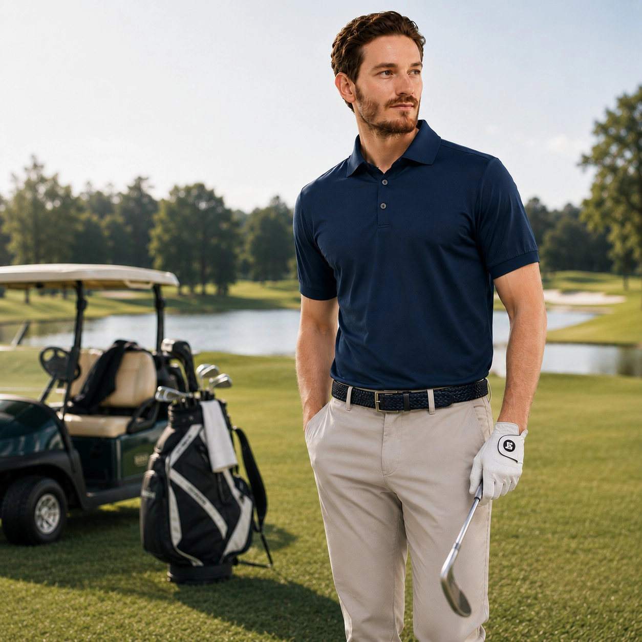 Mio Marino Men's Lightweight Performance Stretch Golf Polo Shirt