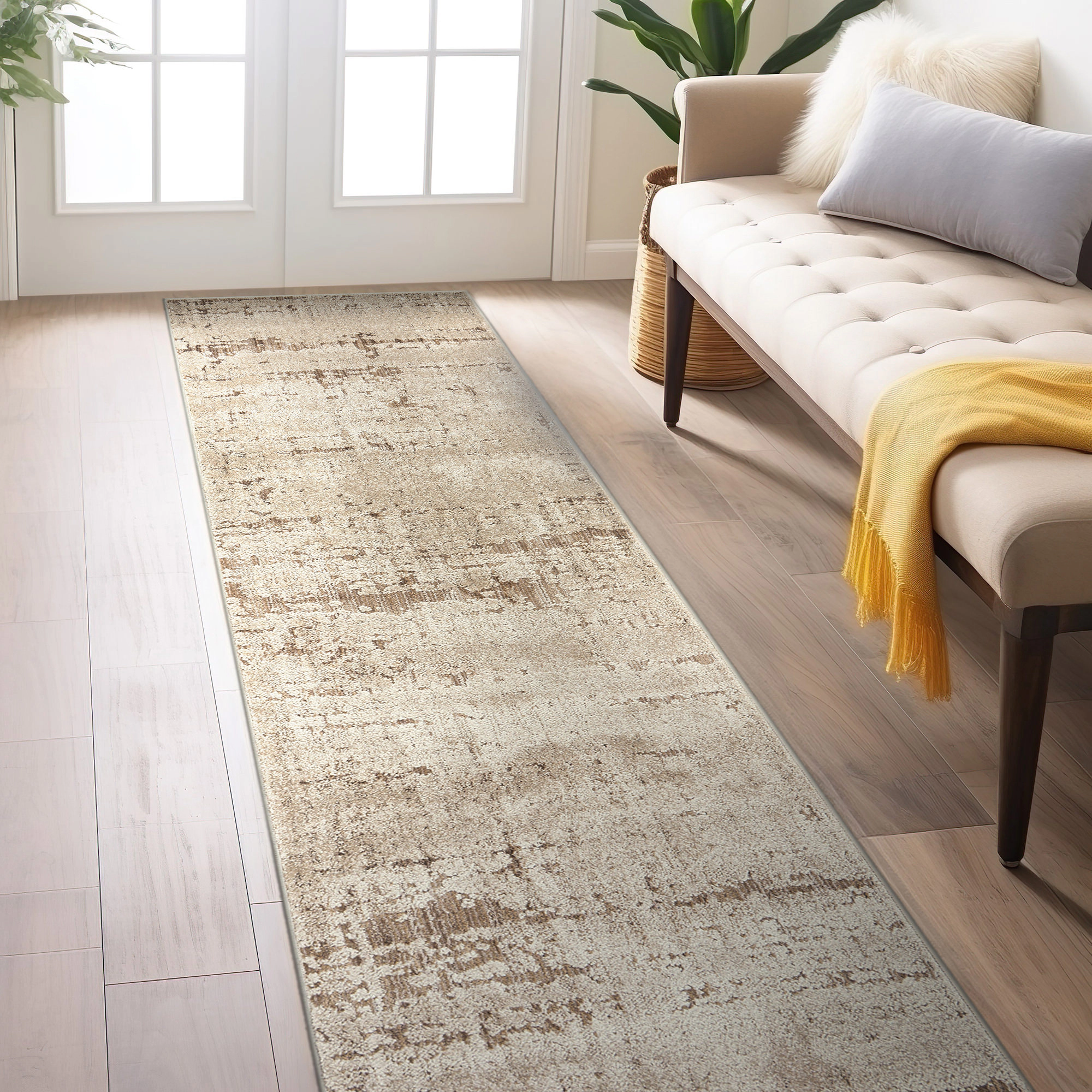 World Rug Gallery Textured High-Low Indoor Area Rug, Neutral Design, Jute Backing, Entryway Rug, Easy-Care