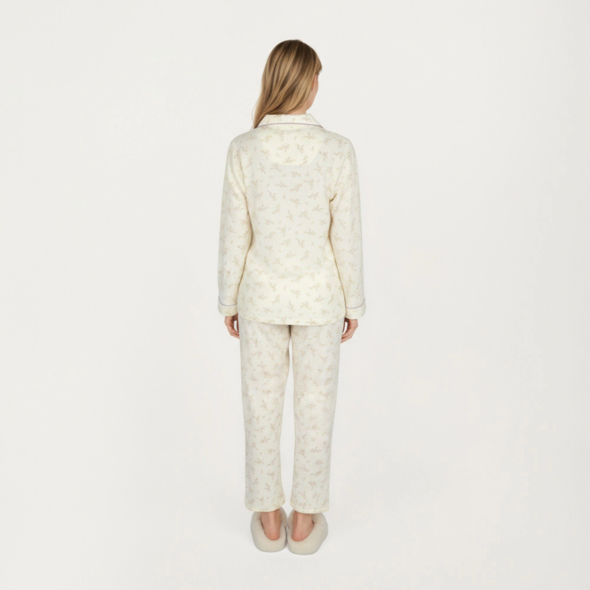 Anna-Kaci Women's 2-Piece Long Sleeve Button Front Top and Relaxed Fit Pants Pajama Set with Floral Print