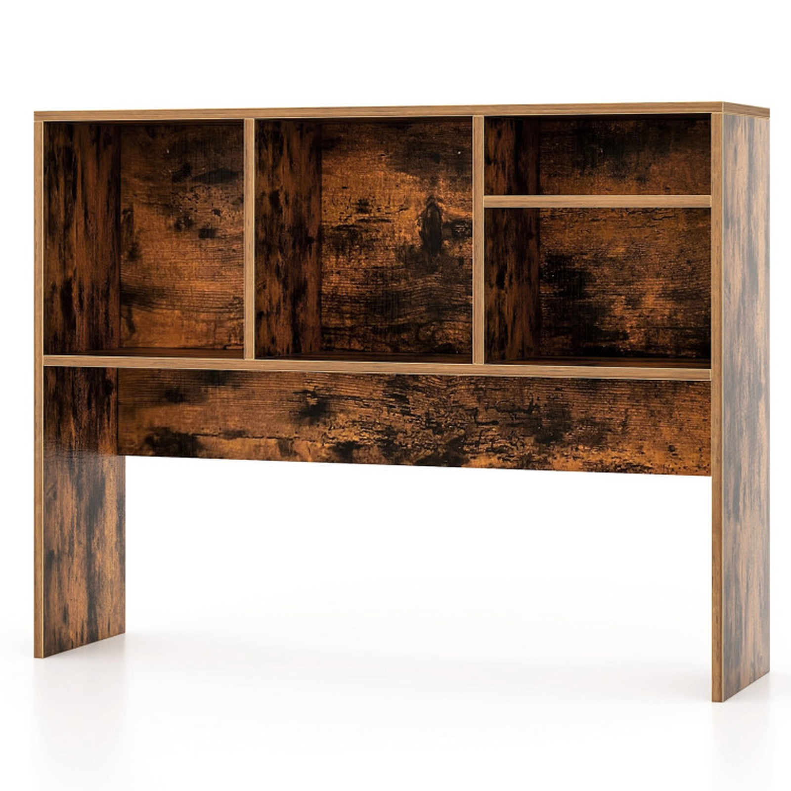 SUGIFT Desktop Bookcase with 4 Cubbies and Open Back Compartment 145-lb Capacity 37-in Frame 29-in Tall Coffee