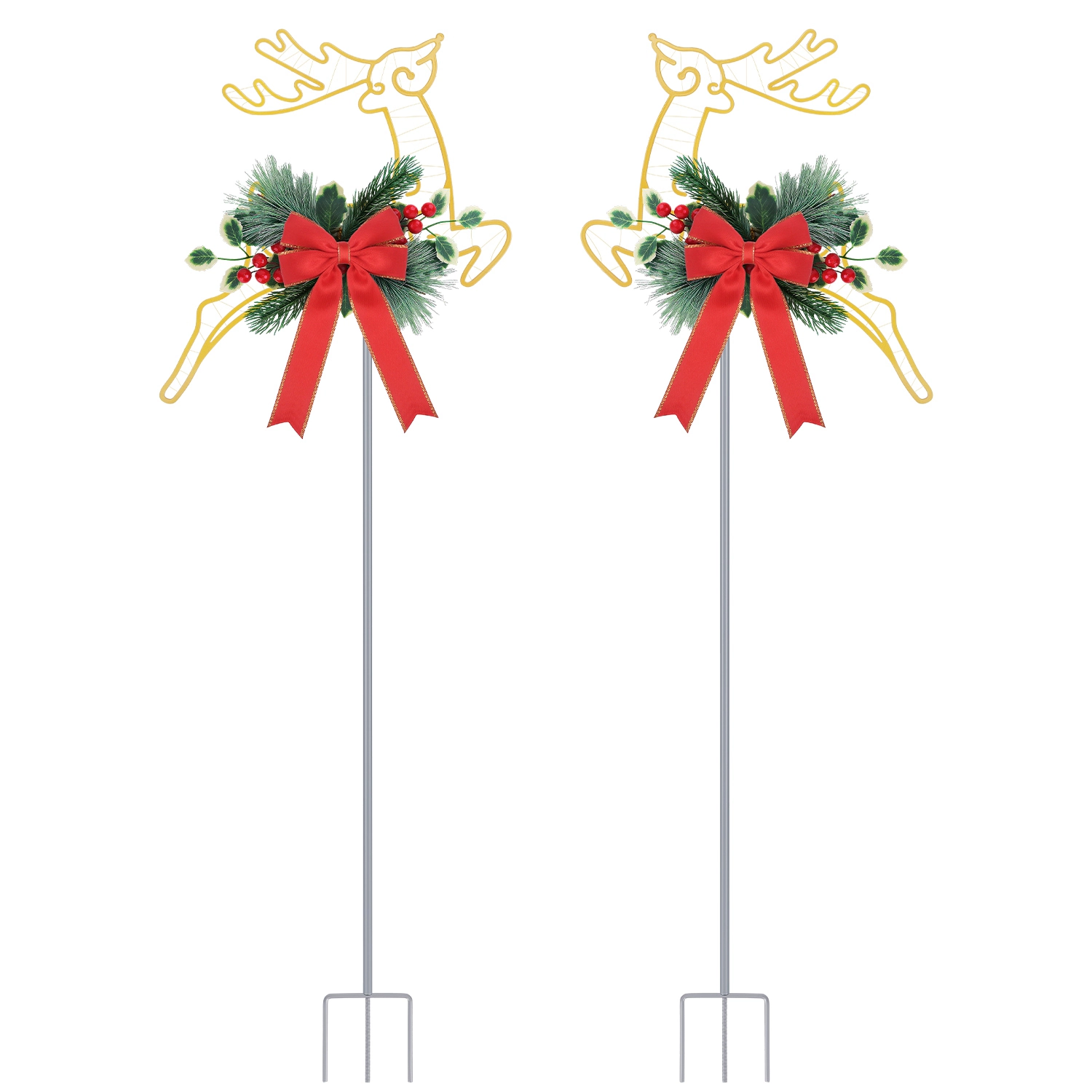 GBruno LED Lighted Christmas Reindeer Pathway Stakes