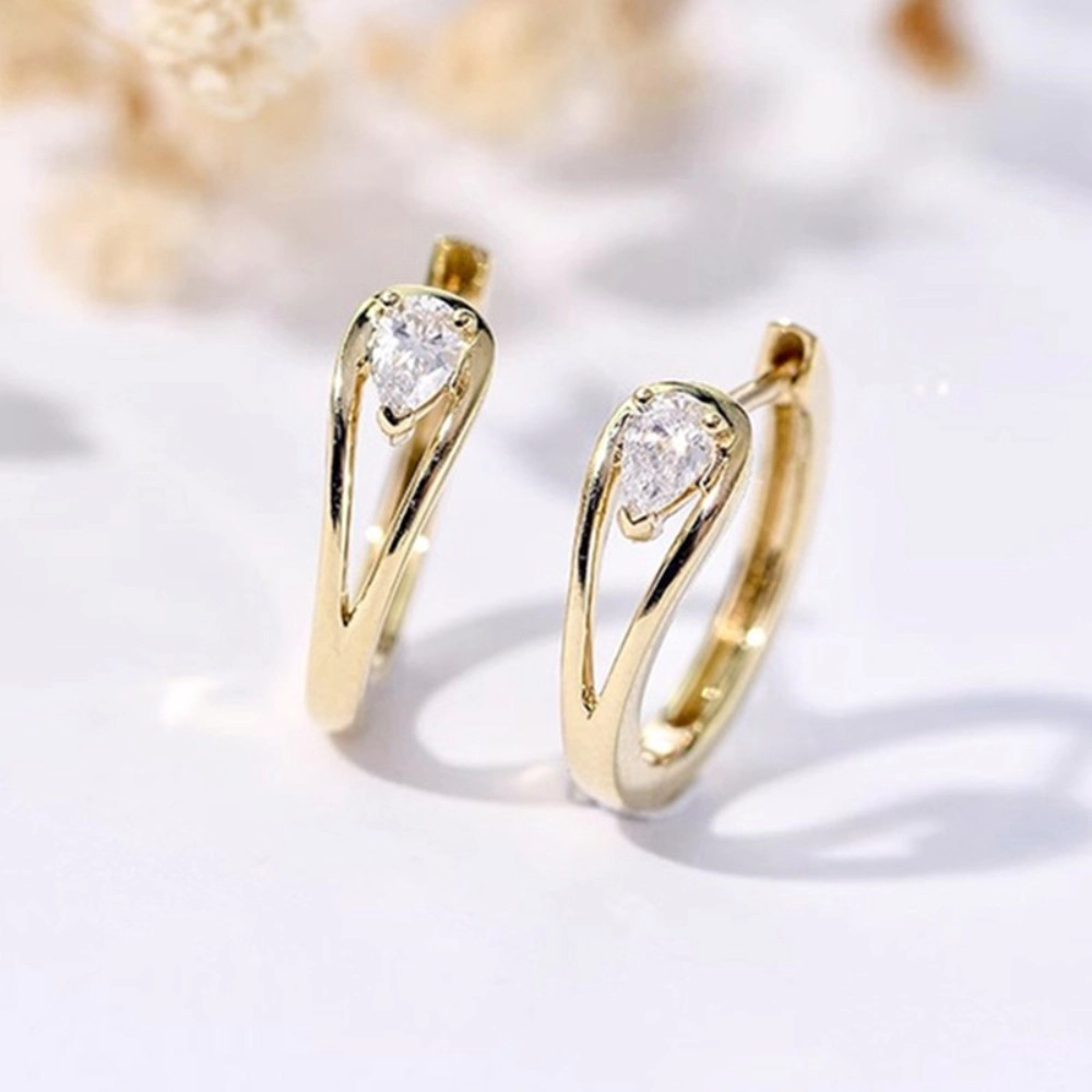 Minimalist Teardrop Cubic Zirconia Hoop Earrings