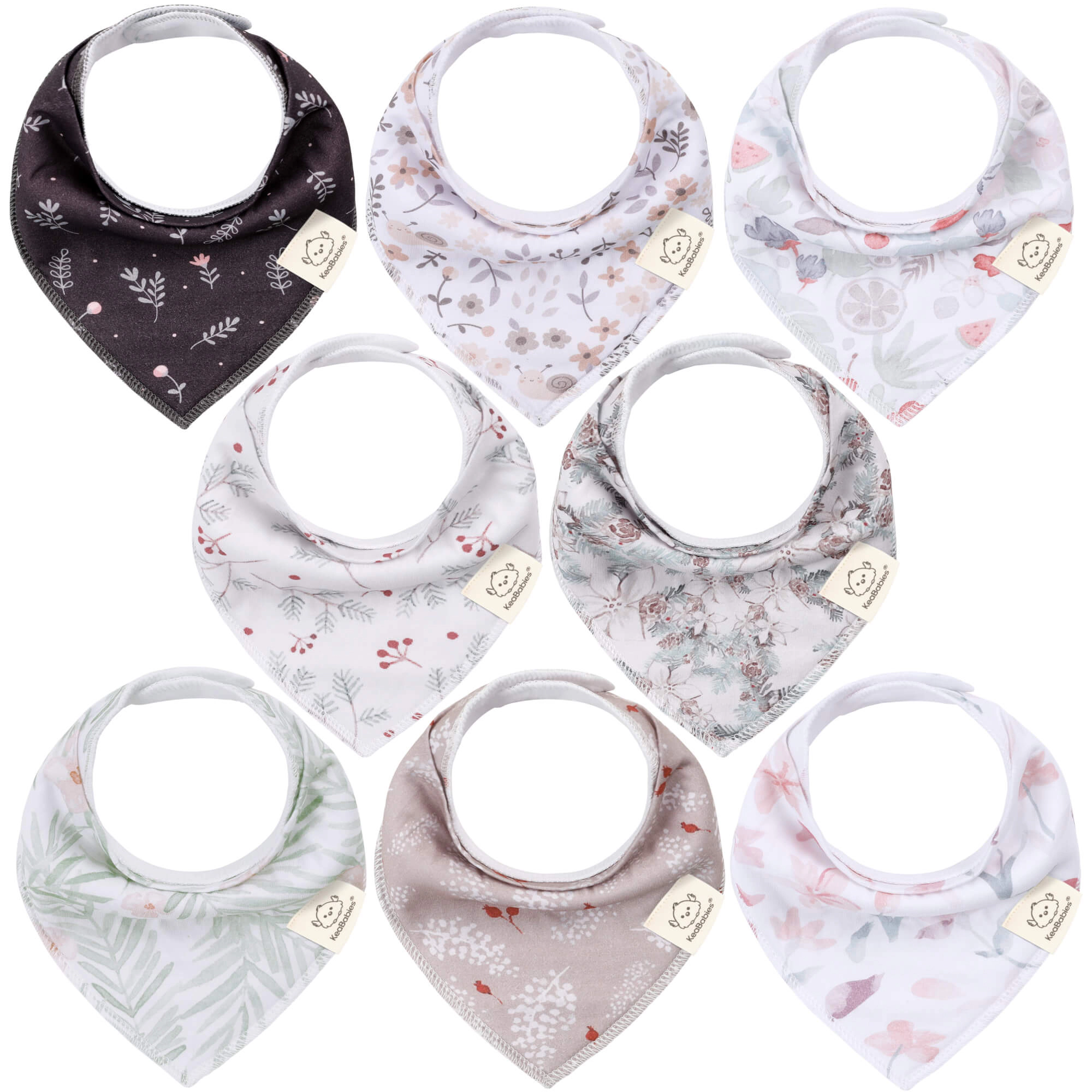 KeaBabies 8-Pack Organic Bandana Bibs for Baby Girls, Boys