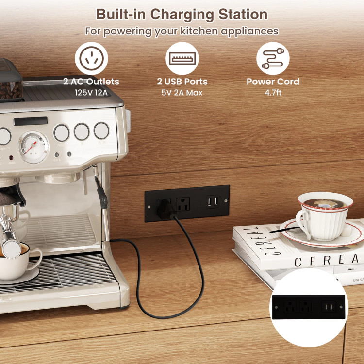 Hivvago 71 Inches Pantry Cabinet With Hutch And Charging Station