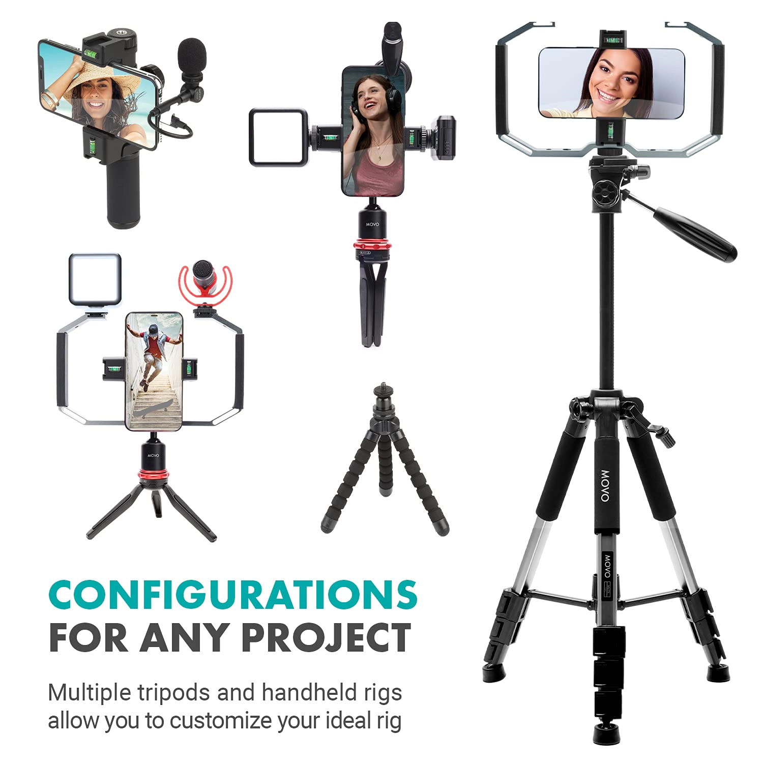 Movo iVlog5 Director's Vlogging Kit for iPhone - Lightning Compatible YouTube Starter Kit - Accessories: Tripod, Phone