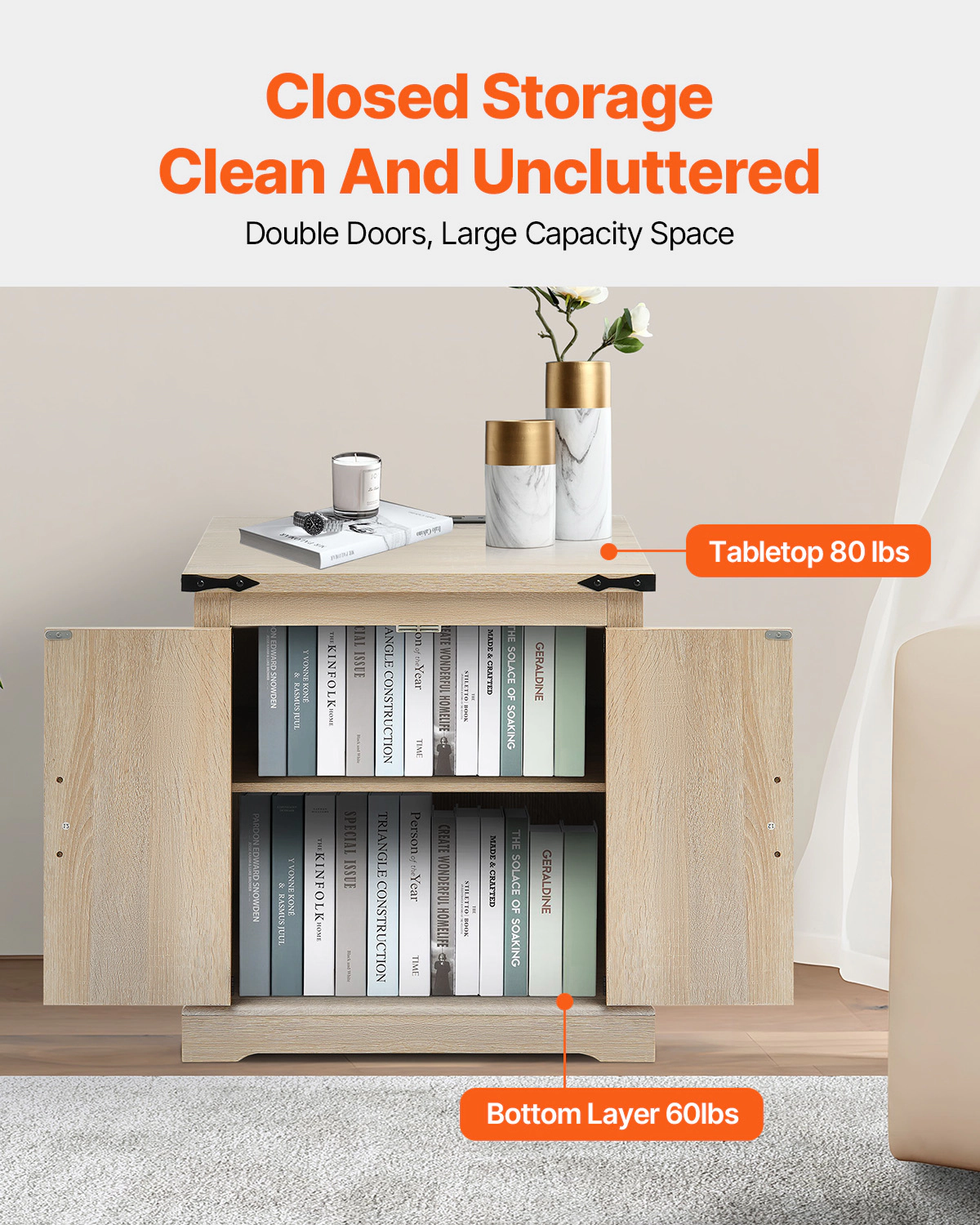 HONGGE Rattan Coffee Table Rectangle PE Rattan Woven Wood Coffee Table with Modern Boho Style Storage Coffee Table with