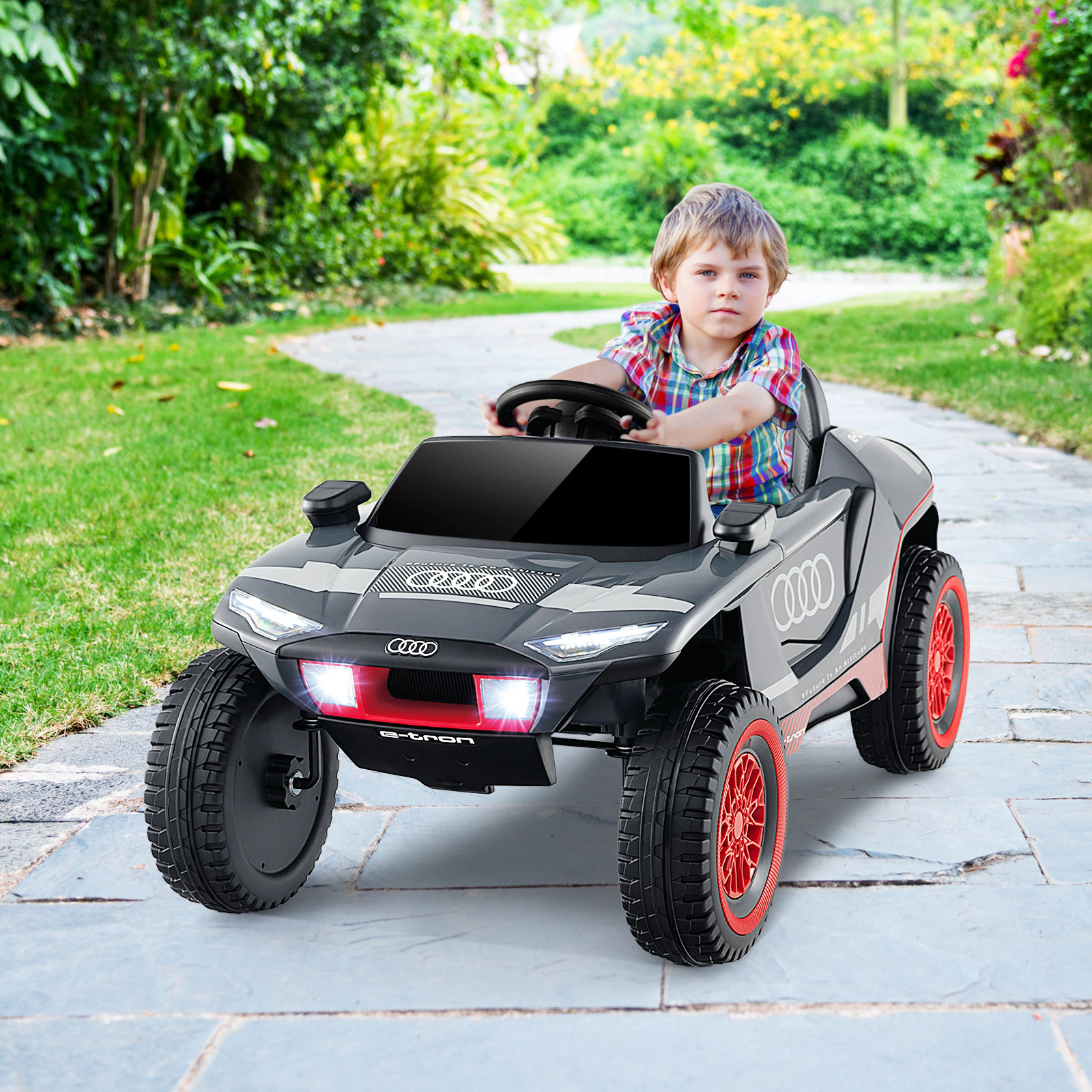 Costway 12V Licensed Audi Kids Ride On Car with 2.4G Parent Remote Control LED Lights
