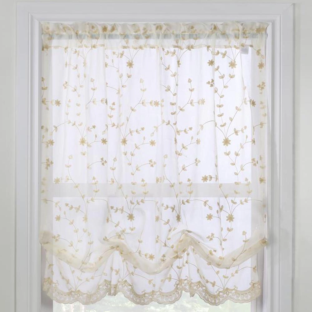 Commonwealth Habitat Grandeur Deep Scalloped Embroidery Balloon Curtain 52x63 Offwhite