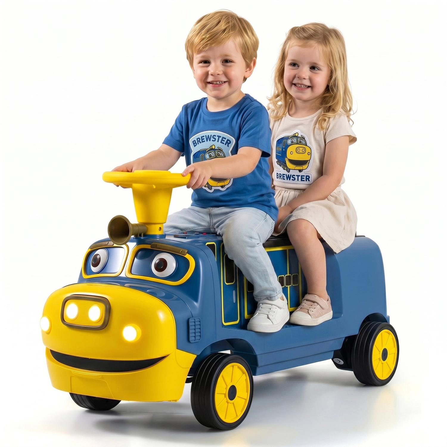 LJG 12V 2-Seater Kids Ride on Train with Height Adjustable Seat and Music Licensed Chuggington