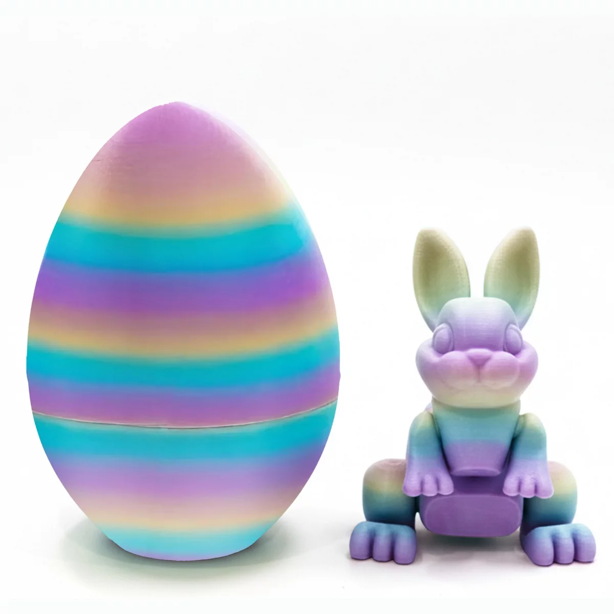 Sperric 3D Printed Surprise Egg & Bunny, 4.3" Prefilled Easter Eggs w/ Articulated Bunny Fidget Toy Basket Stuffers