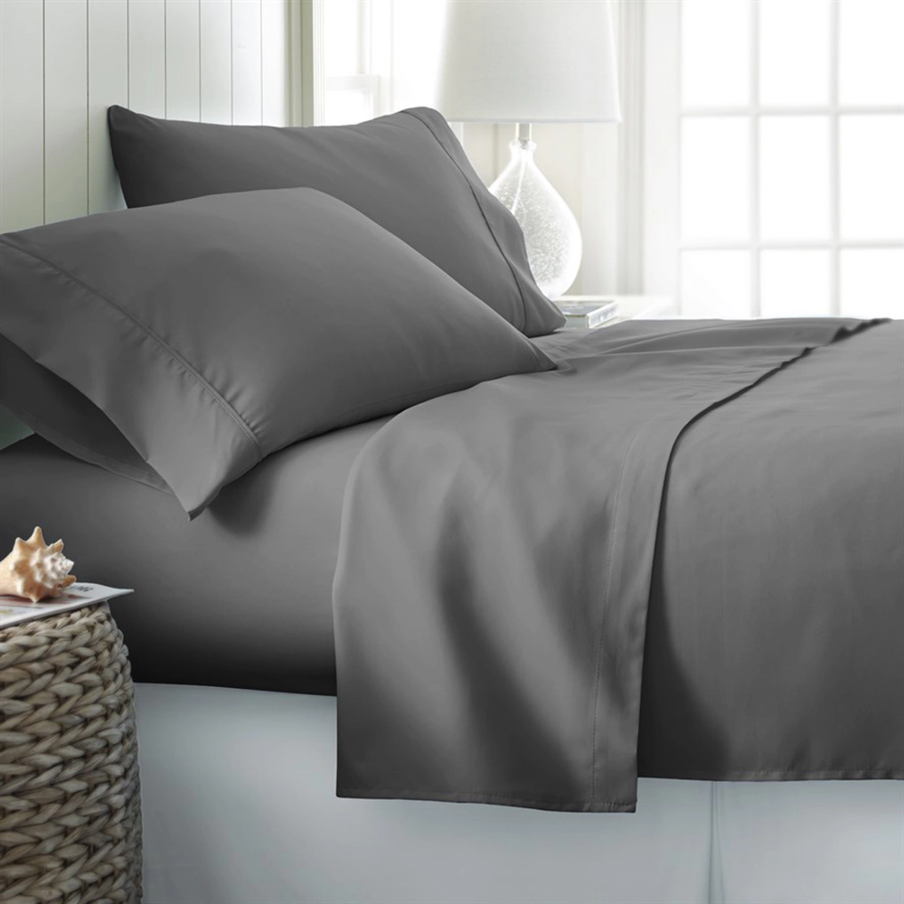 Plazatex Luxurious Ultra Soft 100% Cotton Moisture Wicking Solid Color 4 Pieces Sheet Set Queen Silver Gray