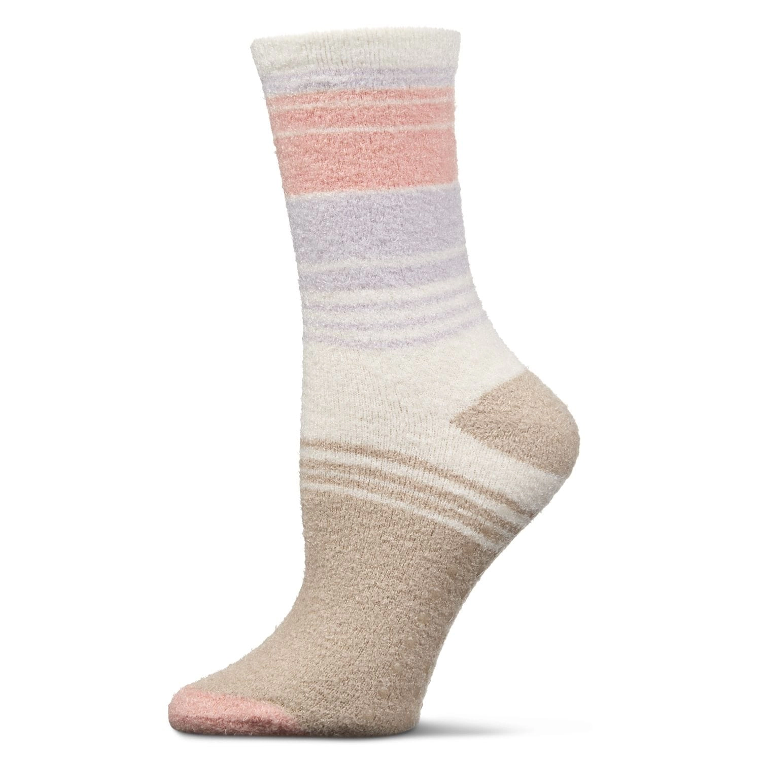 Memoi Women's Stripes Aloe Infused Crew Socks