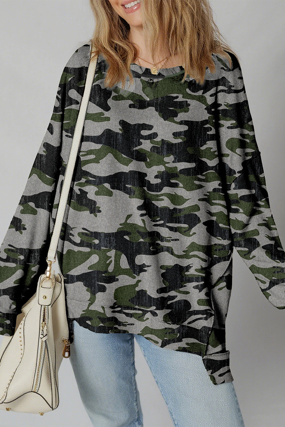 Threaded Pear Women's Honey Patchwork Drop Shoulder Sweatshirt