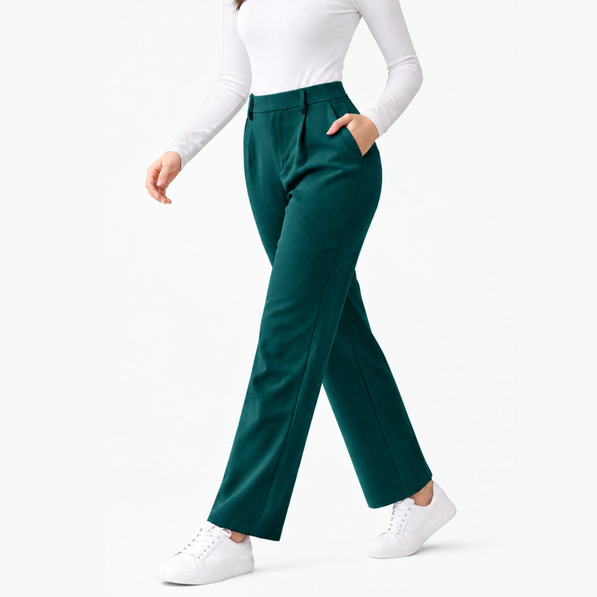 WOVA COUTURE Womens High Waisted Straight Leg Dress Pants
