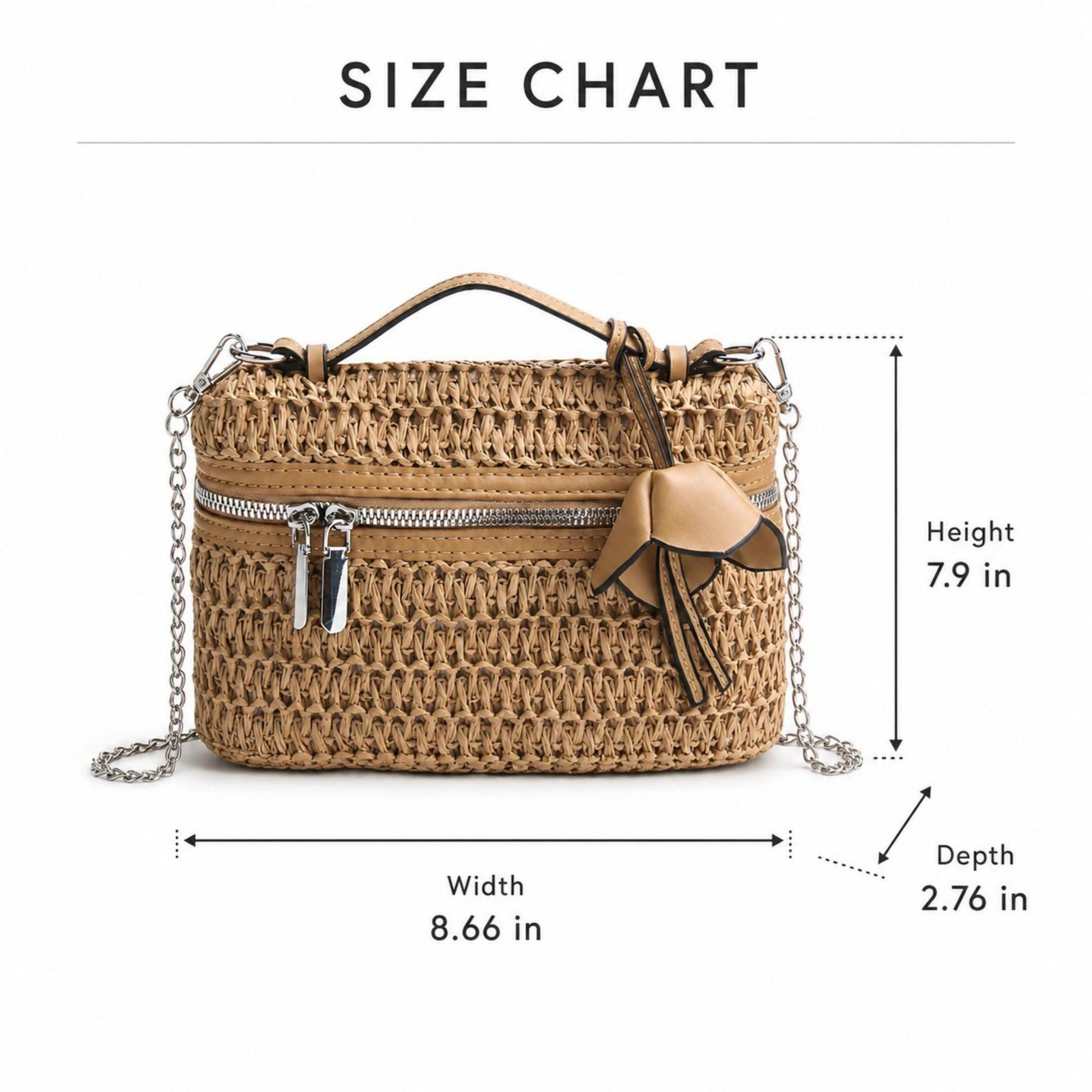 Alilang Women's Straw Woven Crossbody Bag with Chain Strap