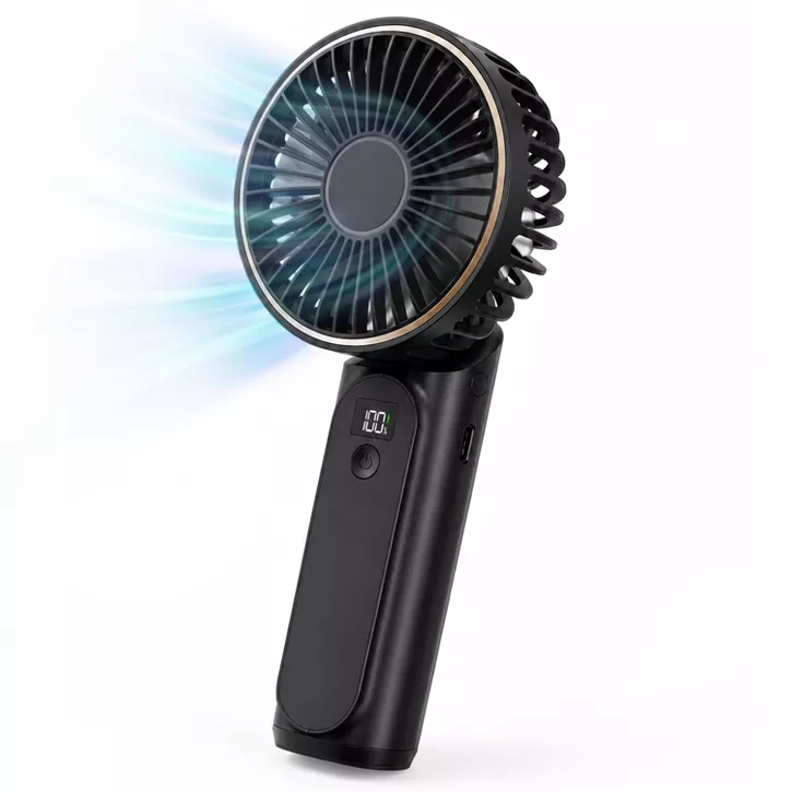 Luminuxe Portable Handheld Fan, USB Rechargeable Foldable Fan w/ 4000mAh Battery, Ultra Quiet 6-Speed Wind LED Display