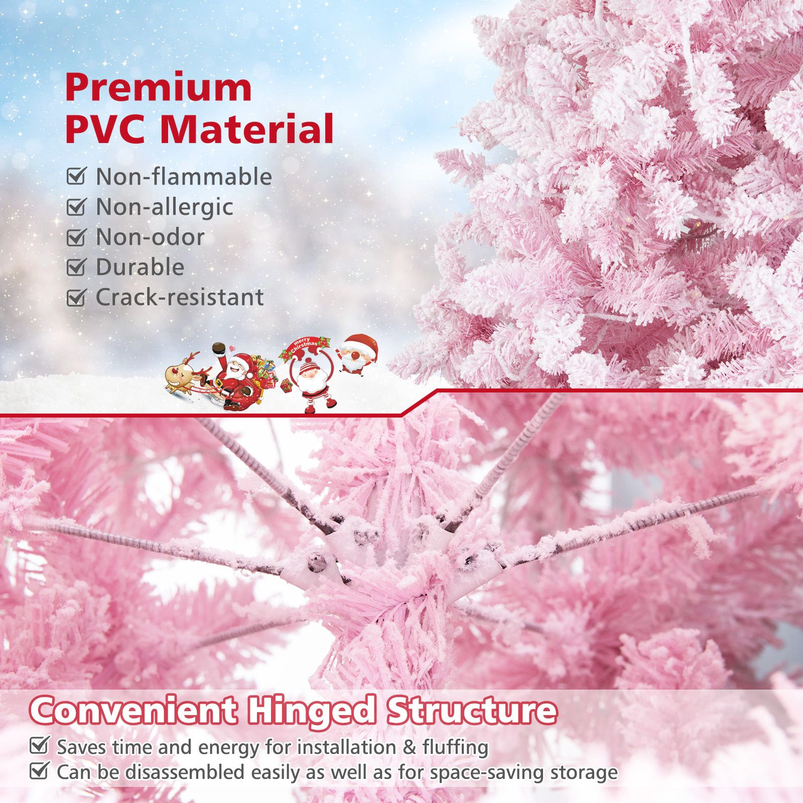 SlickBlue Pre-Lit Artificial Christmas Tree with 1100 PVC Branch Tips